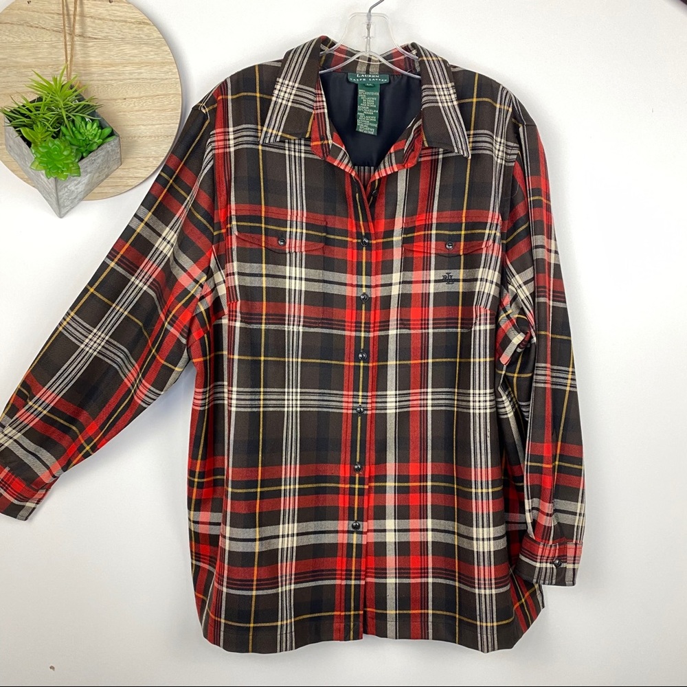 LRL Ralph Lauren Wool Plaid Shacket Button up  2X